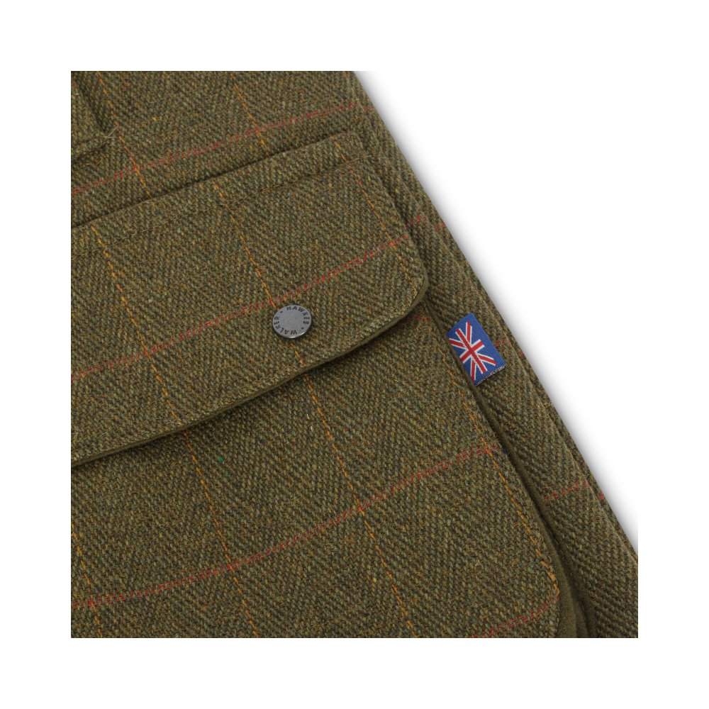 Giaccone nuovo da uomo imbottito e impermeabile in tweed verde scuro in lana Man Derby Tweed Barlaston Jacket