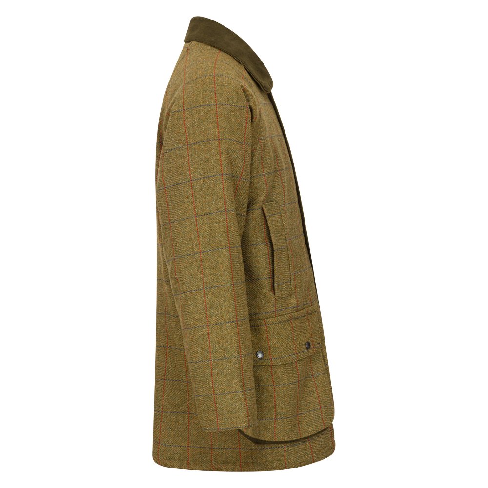 Giaccone nuovo da uomo imbottito e impermeabile in tweed verde foresta in lana Man Derby Tweed Barlaston Jacket