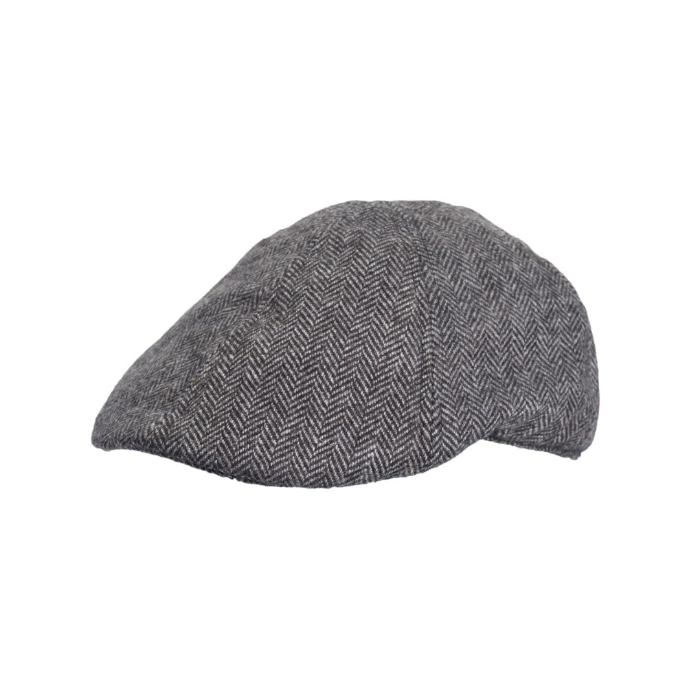Coppola nuova inglese in lana a 6 spicchi grigio spigato  6panel Wool Duck bill English cap