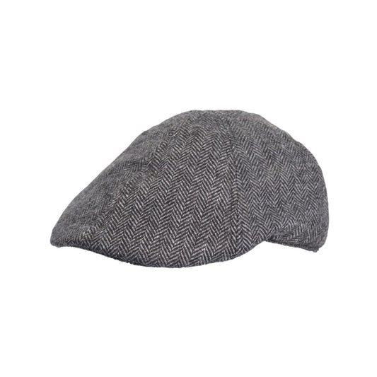 Coppola nuova inglese in lana a 6 spicchi grigio spigato  6panel Wool Duck bill English cap