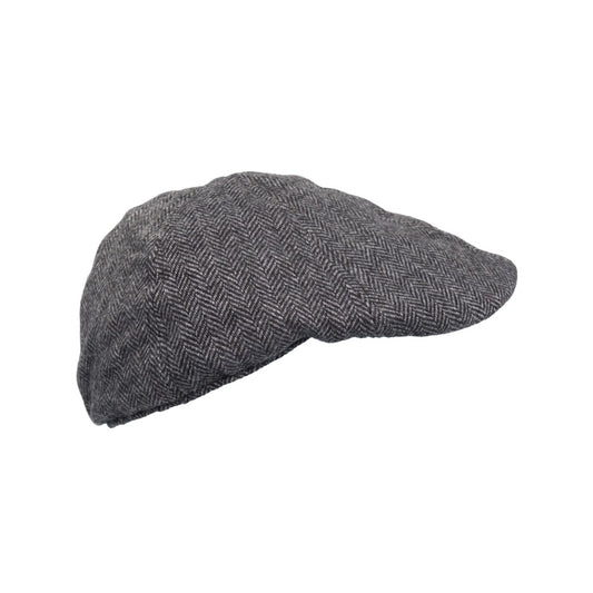 Coppola nuova inglese in lana a 6 spicchi grigio spigato  6panel Wool Duck bill English cap