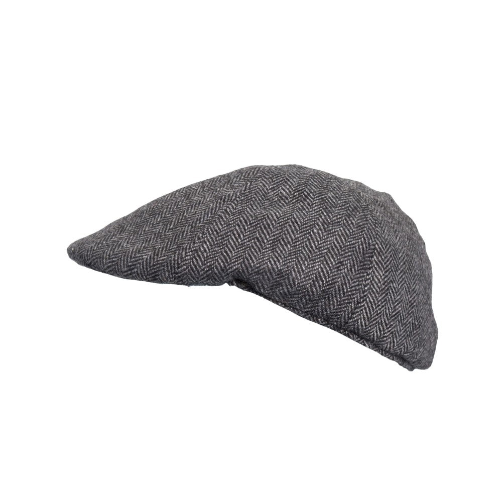 Coppola nuova inglese in lana a 6 spicchi grigio spigato  6panel Wool Duck bill English cap