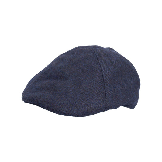 Coppola nuova inglese in lana a 6 spicchi blu spigato  6panel Wool Duckbill English cap