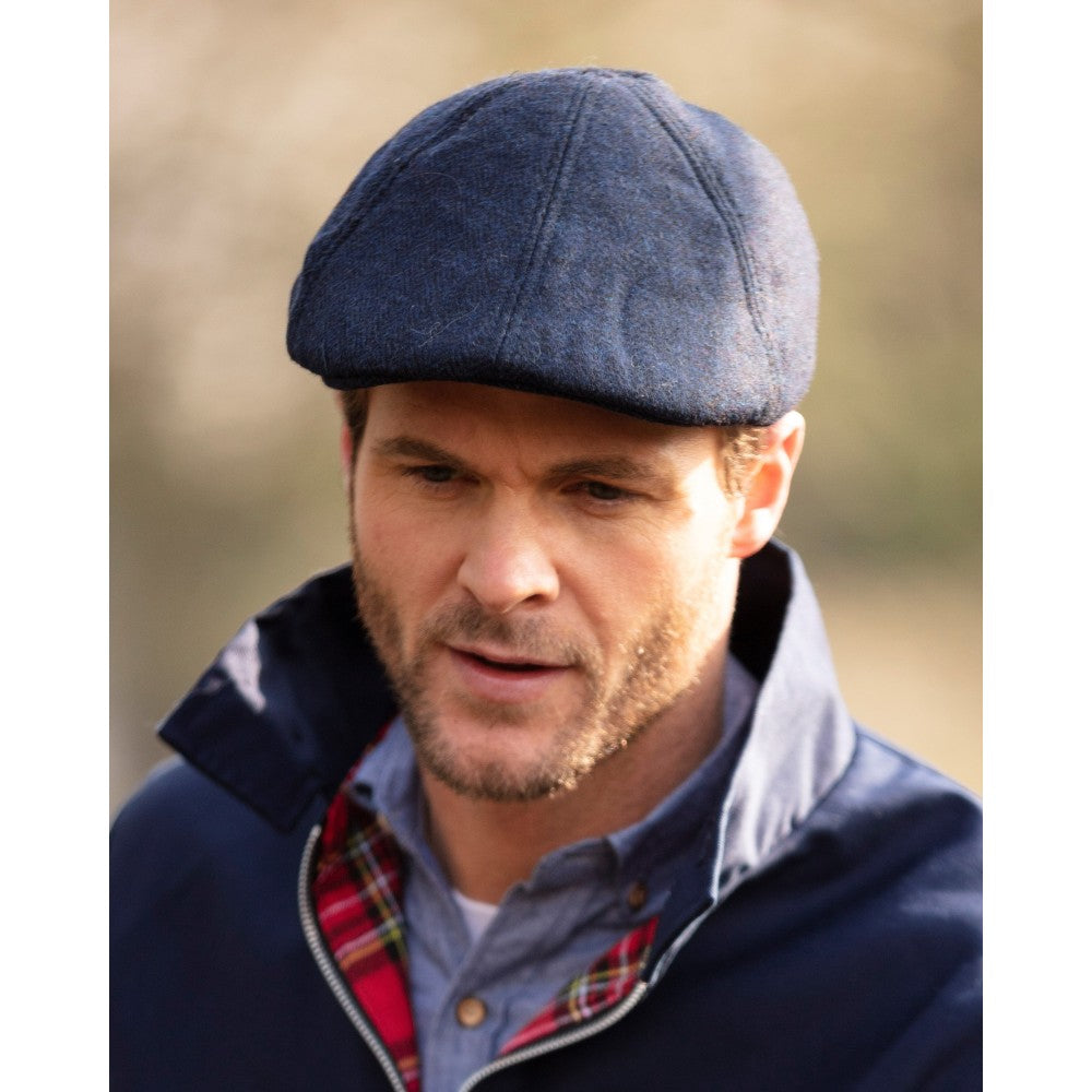Coppola nuova inglese in lana a 6 spicchi blu spigato 6panel Wool Duckbill English cap