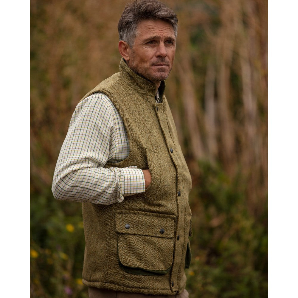 Gilet da uomo Derby tweed nuovo inglese verde chiaro - New Derby Wool shooting Gilet