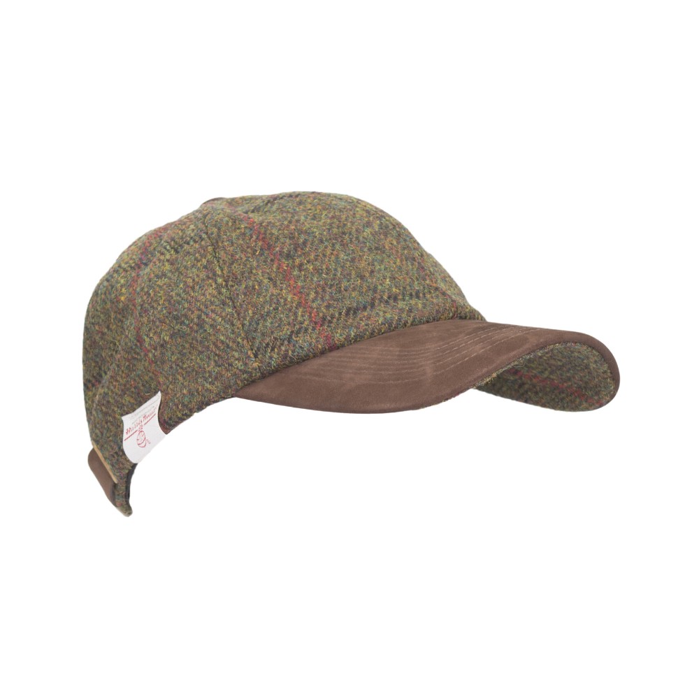Baseball Cap nuova inglese in Harris Tweed verde scura taglia unica