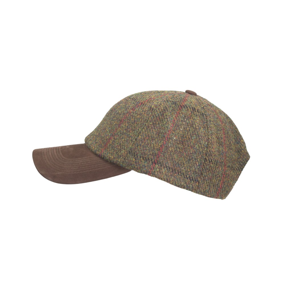 Baseball Cap nuova inglese in Harris Tweed verde scura taglia unica