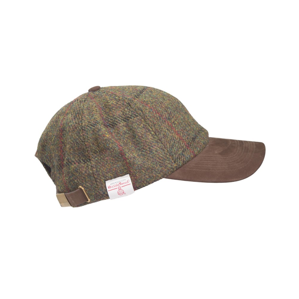 Baseball Cap nuova inglese in Harris Tweed verde scura taglia unica