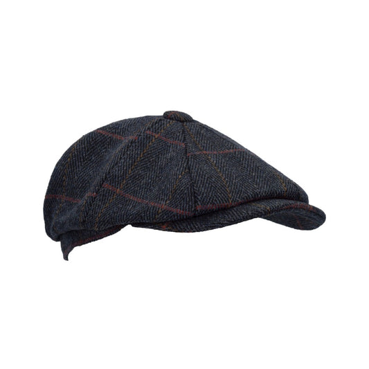 Coppola nuova inglese in tweed a otto spicchi blu scuro 8panel Charlie Baker Boy Tweed cap