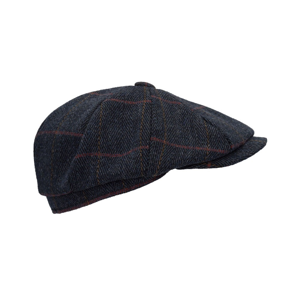 Coppola nuova inglese in tweed a otto spicchi blu scuro 8panel Charlie Baker Boy Tweed cap