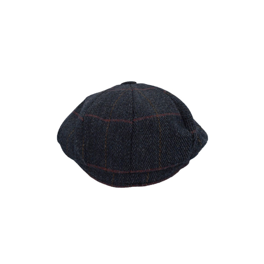 Coppola nuova inglese in tweed a otto spicchi blu scuro 8panel Charlie Baker Boy Tweed cap