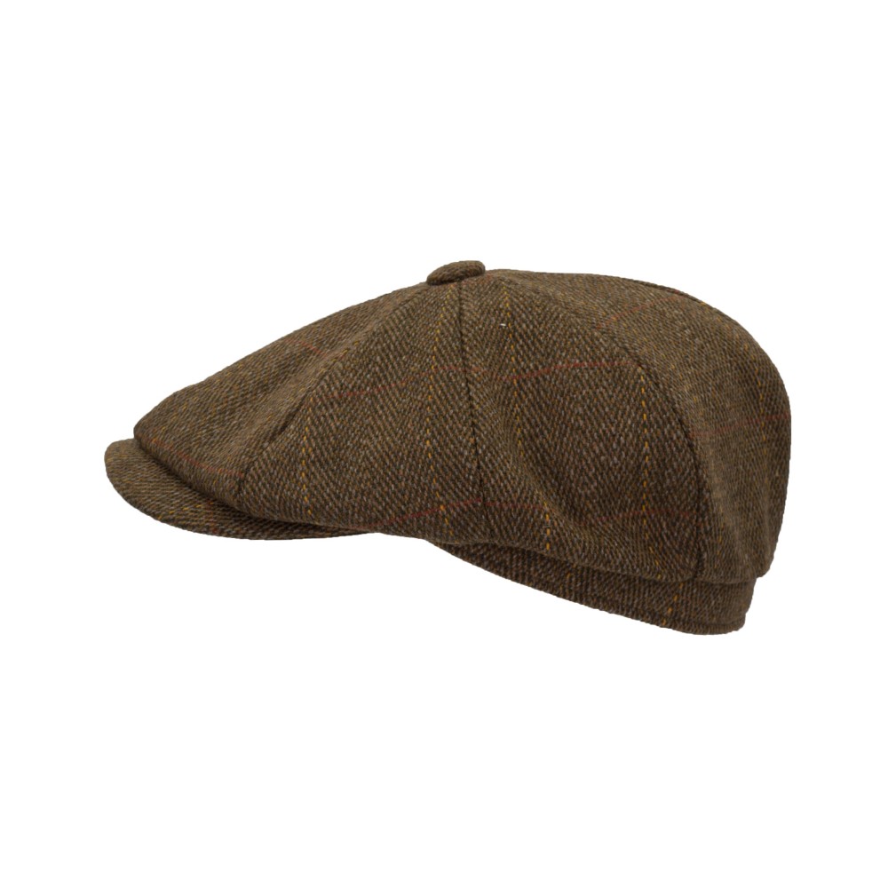 Coppola nuova inglese in tweed a otto spicchi marrone 8panel Charlie Baker Boy Tweed cap