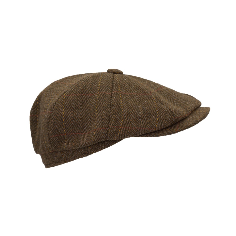 Coppola nuova inglese in tweed a otto spicchi marrone 8panel Charlie Baker Boy Tweed cap