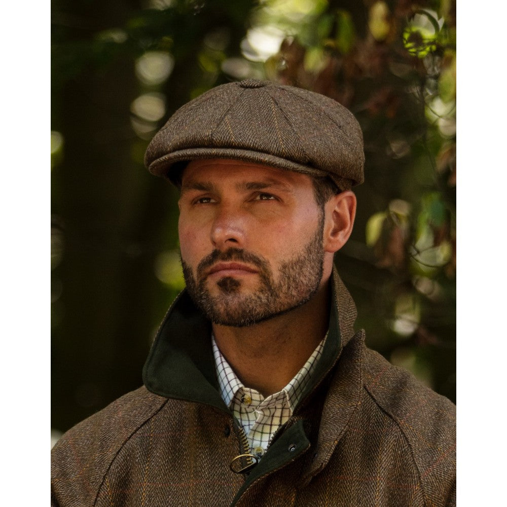 Coppola nuova inglese in tweed a otto spicchi marrone 8panel Charlie Baker Boy Tweed cap