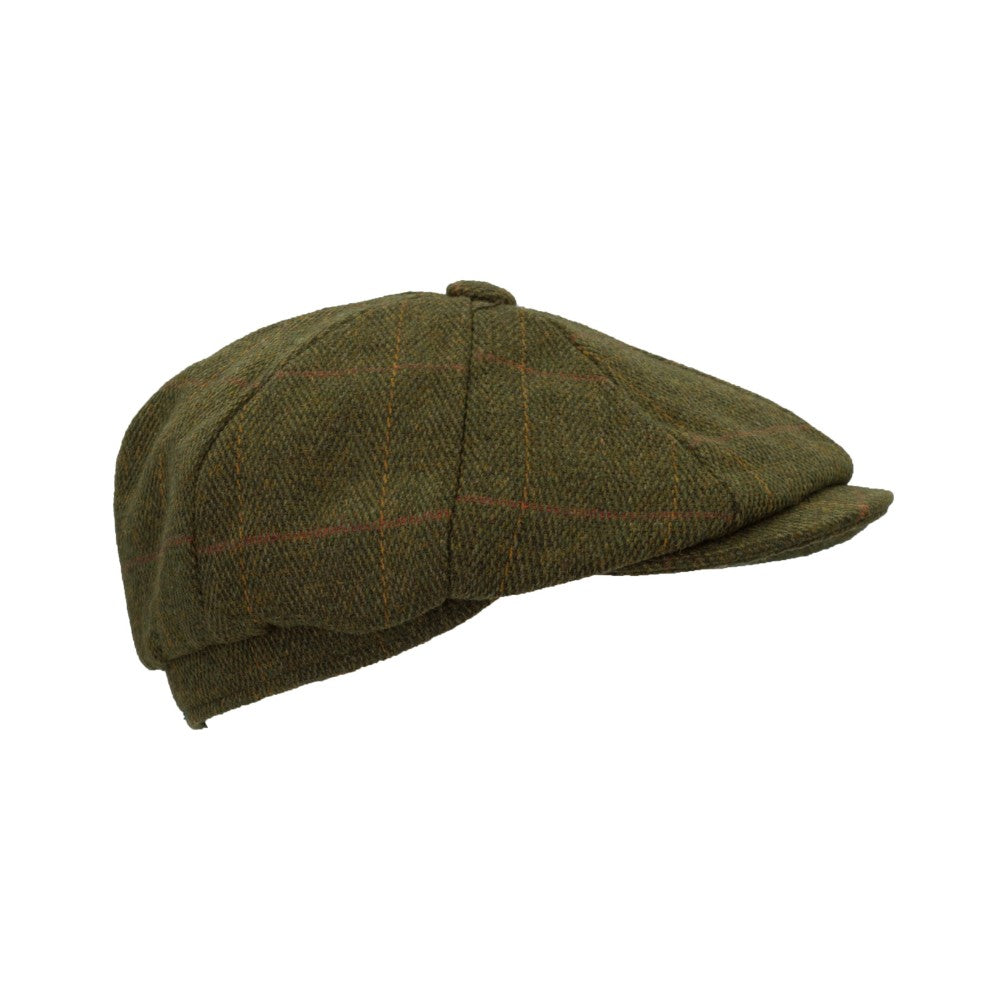 Coppola nuova inglese in tweed a otto spicchi verde scuro 8 panel Charlie Baker Boy Tweed cap