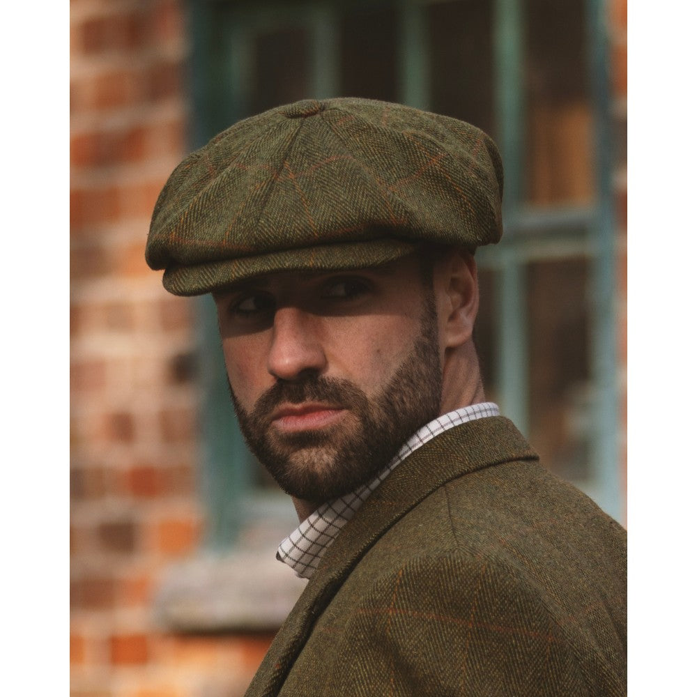 Coppola nuova inglese in tweed a otto spicchi verde scuro 8 panel Charlie Baker Boy Tweed cap