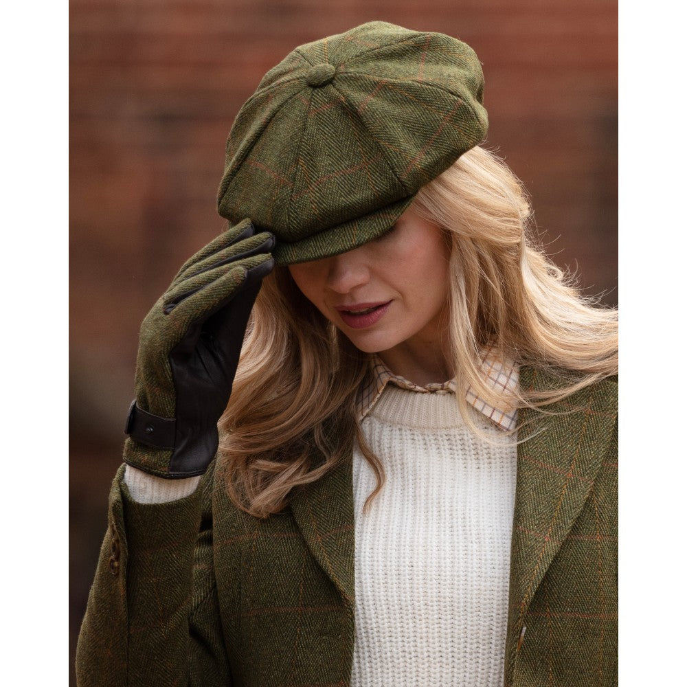 Coppola nuova inglese in tweed a otto spicchi verde scuro 8 panel Charlie Baker Boy Tweed cap