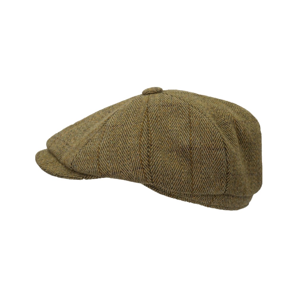 Coppola nuova inglese in tweed a otto spicchi verde chiaro 8panel Charlie Baker Boy Tweed cap