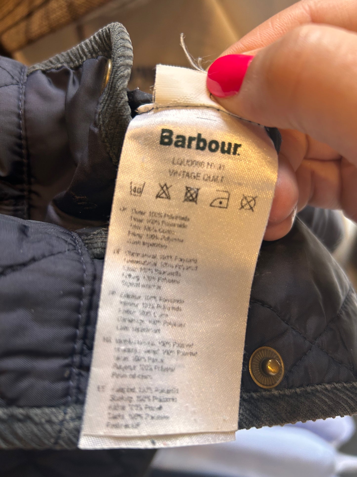 Giacca a vento Barbour Donna blu Uk12 Quilted Navy lady jacket size M
