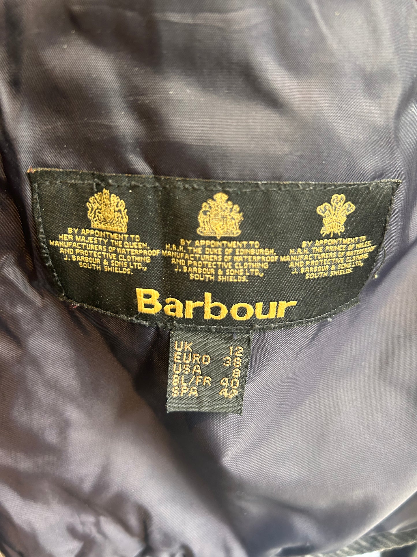 Giacca a vento Barbour Donna blu Uk12 Quilted Navy lady jacket size M