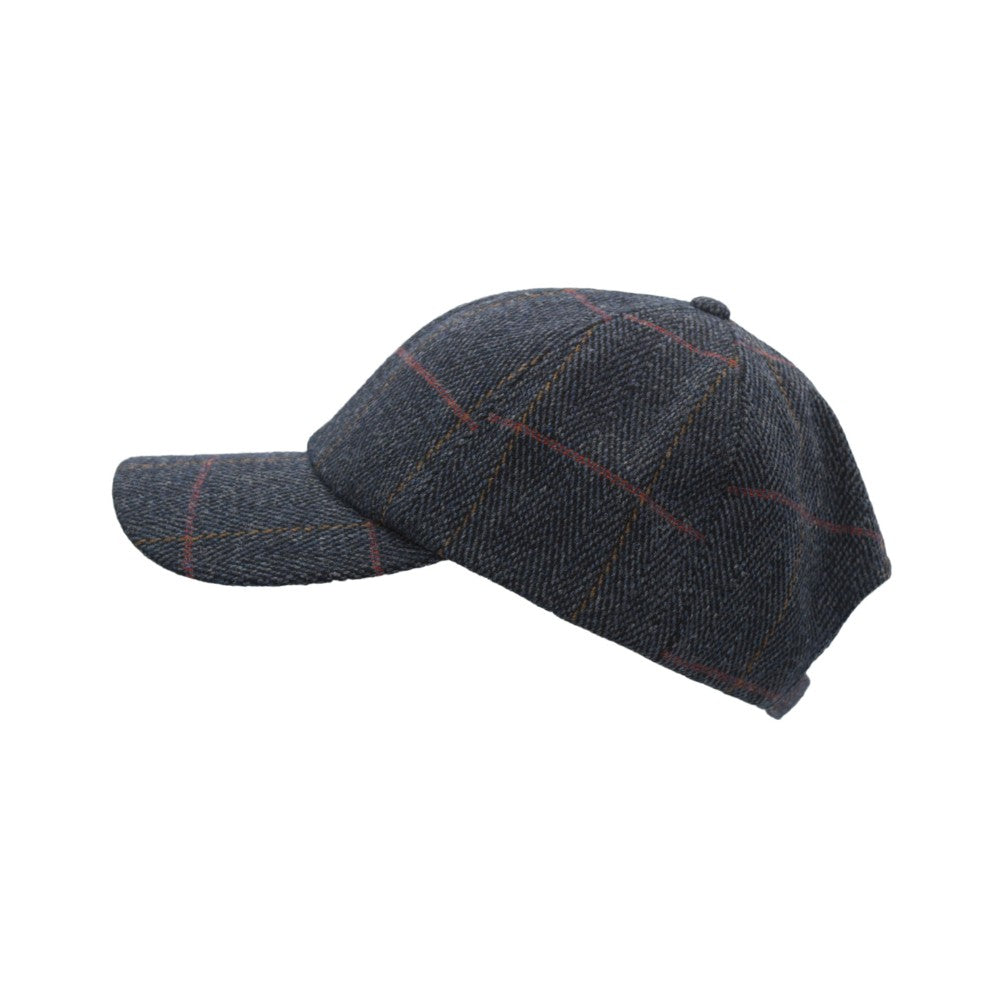 Baseball Cap nuova inglese in tweed in lana blu notte taglia unica