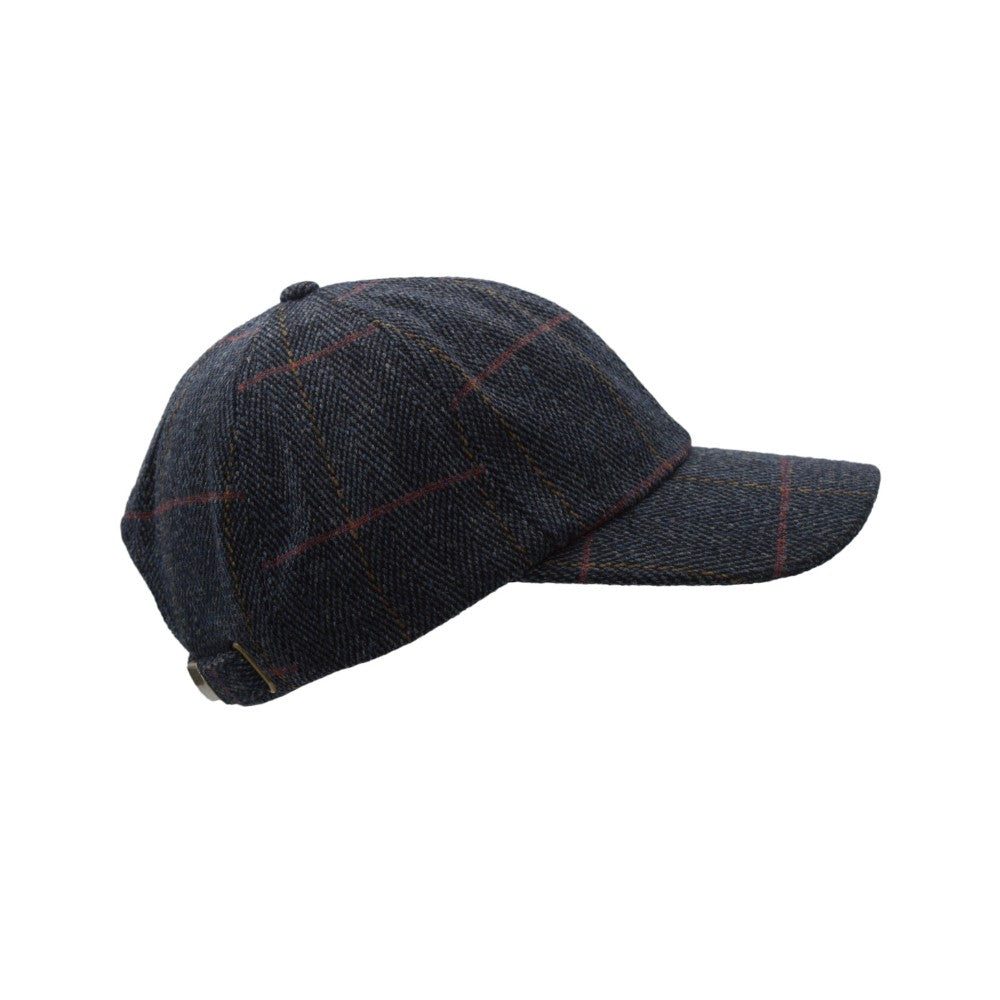 Baseball Cap nuova inglese in tweed in lana blu notte taglia unica