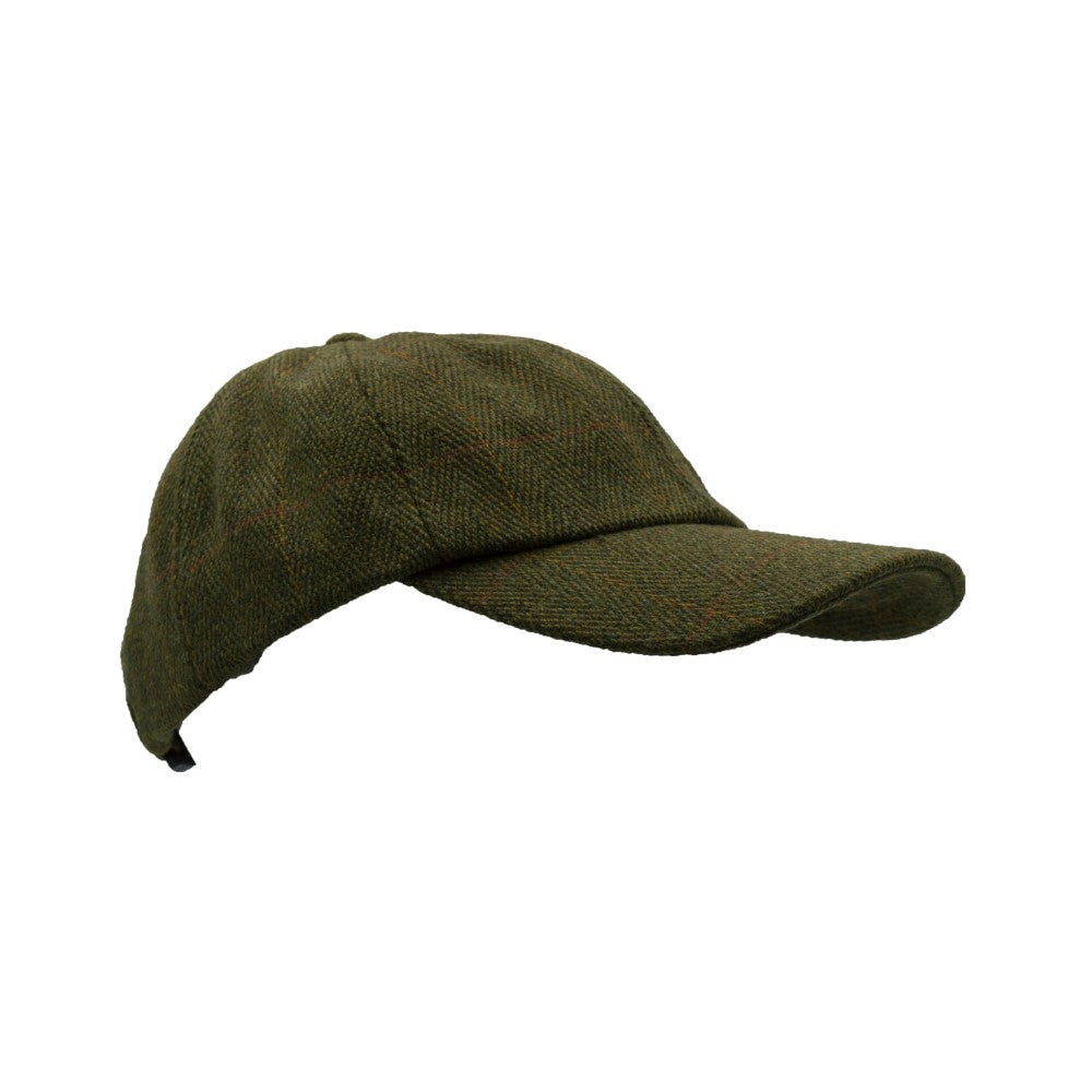 Baseball Cap nuova in tweed in lana inglese verde scuro taglia unica