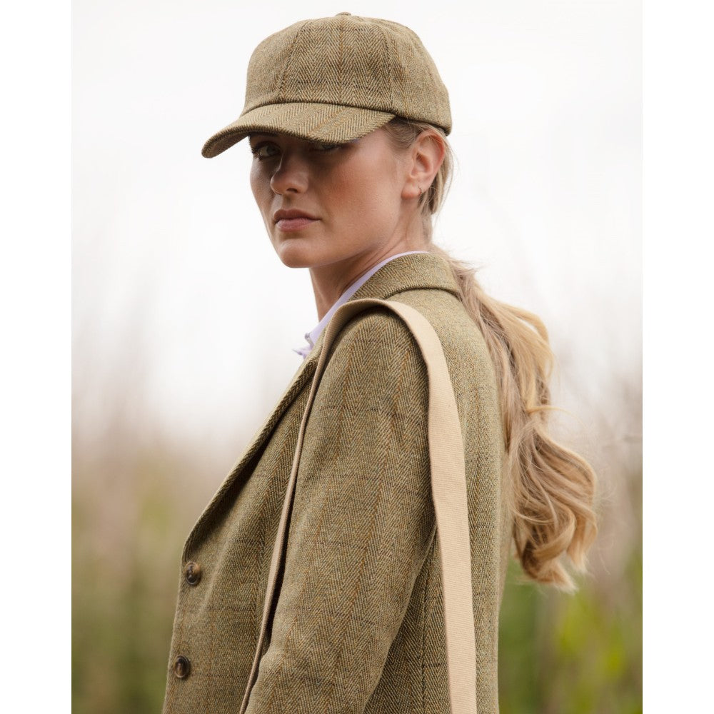 Baseball Cap nuova in tweed in lana inglese verde chiaro taglia unica