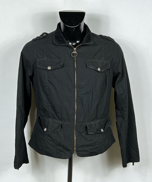 Giacca Barbour corta nera donna UK14 Tg. 44 Short Lady Calgary Black Jacket UK14