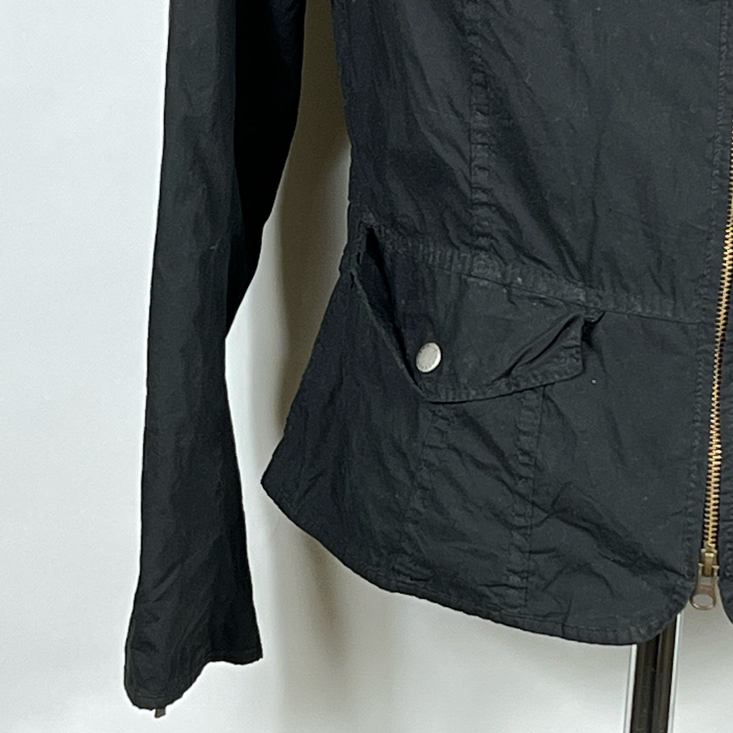 Giacca Barbour corta nera donna UK14 Tg. 44 Short Lady Calgary Black Jacket UK14