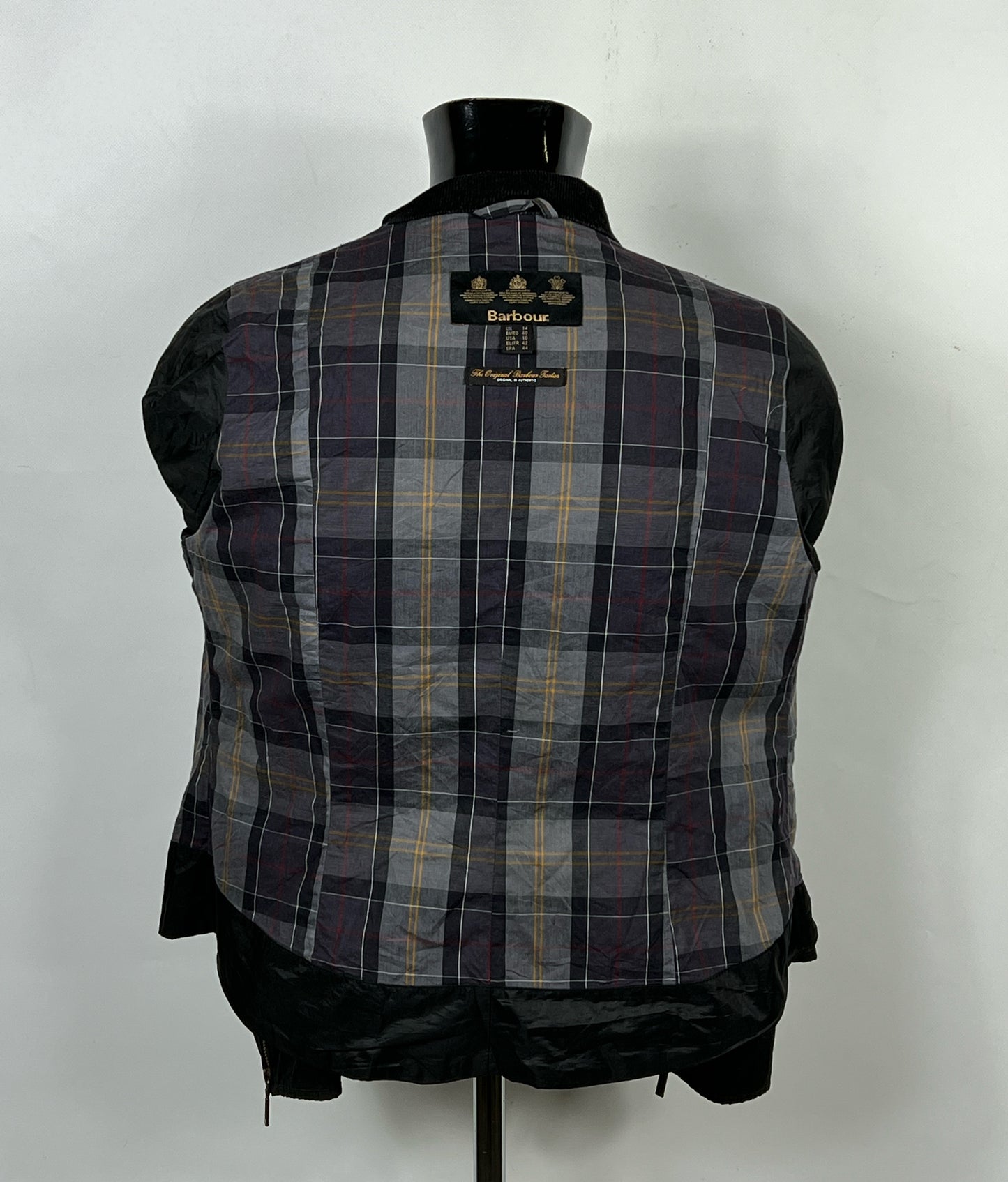 Giacca Barbour corta nera donna UK14 Tg. 44 Short Lady Calgary Black Jacket UK14