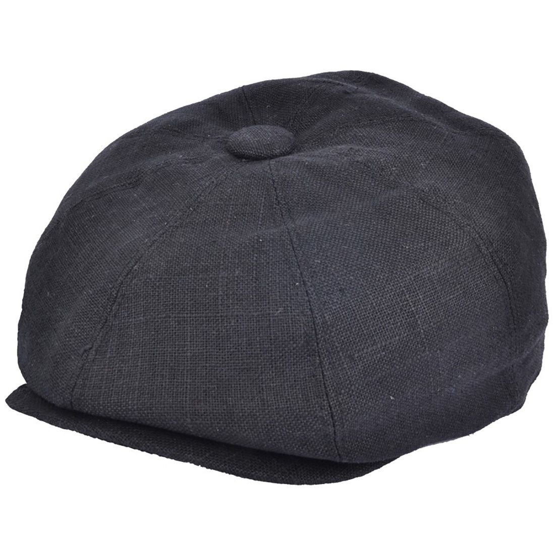 Coppola nuova inglese in lino Nero Newsboy Cap - Peaky Blinders Black Linen Cap