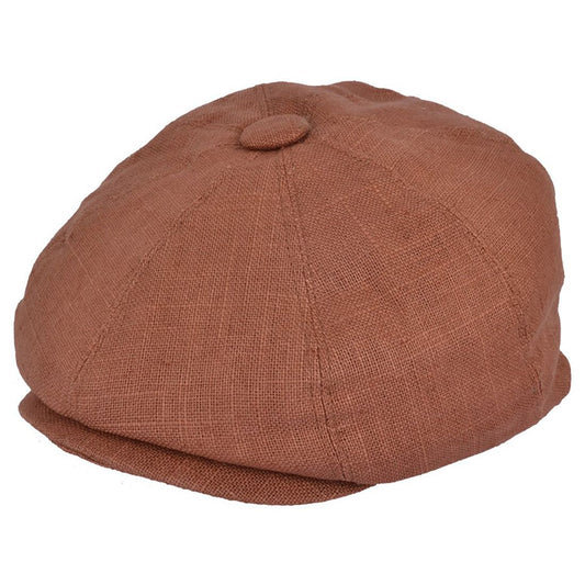 Coppola nuova inglese in lino Ruggine Newsboy Cap - Peaky Blinders Rust Linen Cap