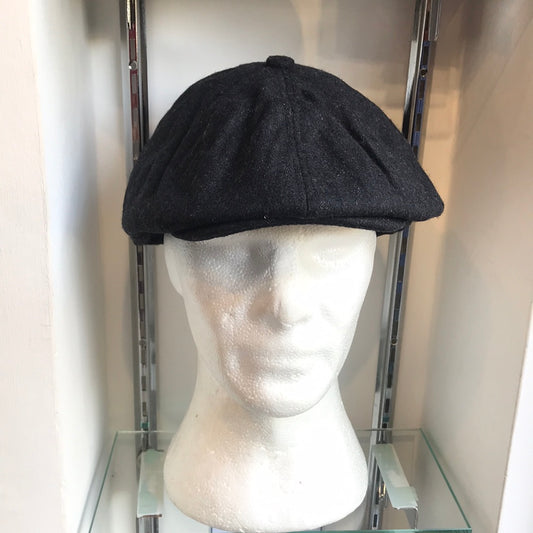 Coppola inglese nuova Grigio scuro in lana a otto spicchi bottone piccolo S/M e L/XL