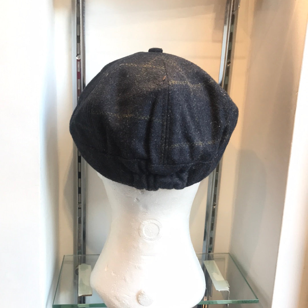 Coppola inglese nuova spigata in lana a otto spicchi bottone piccolo S/M e L/XL TWEED BLU