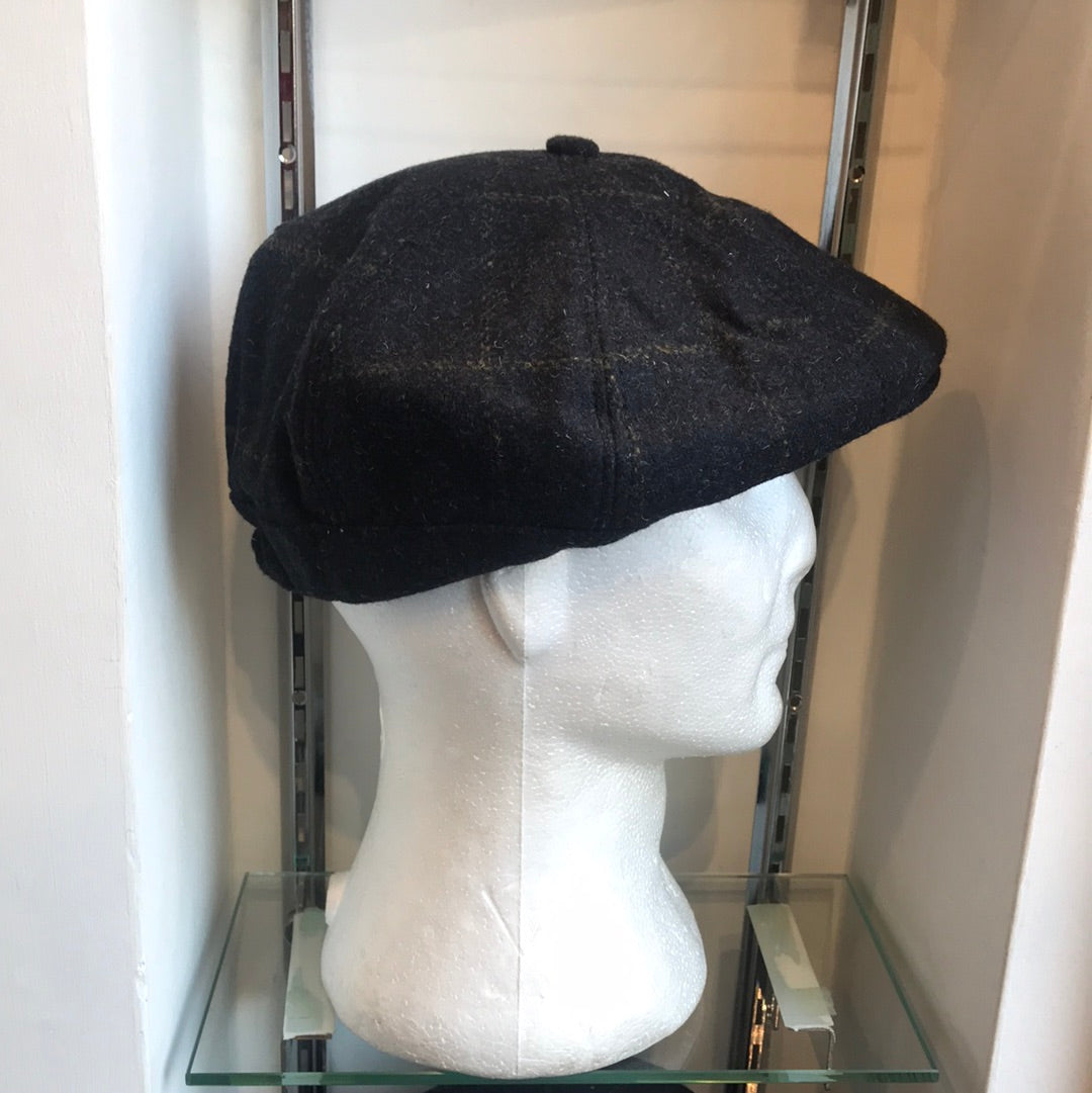 Coppola inglese nuova spigata in lana a otto spicchi bottone piccolo S/M e L/XL TWEED BLU