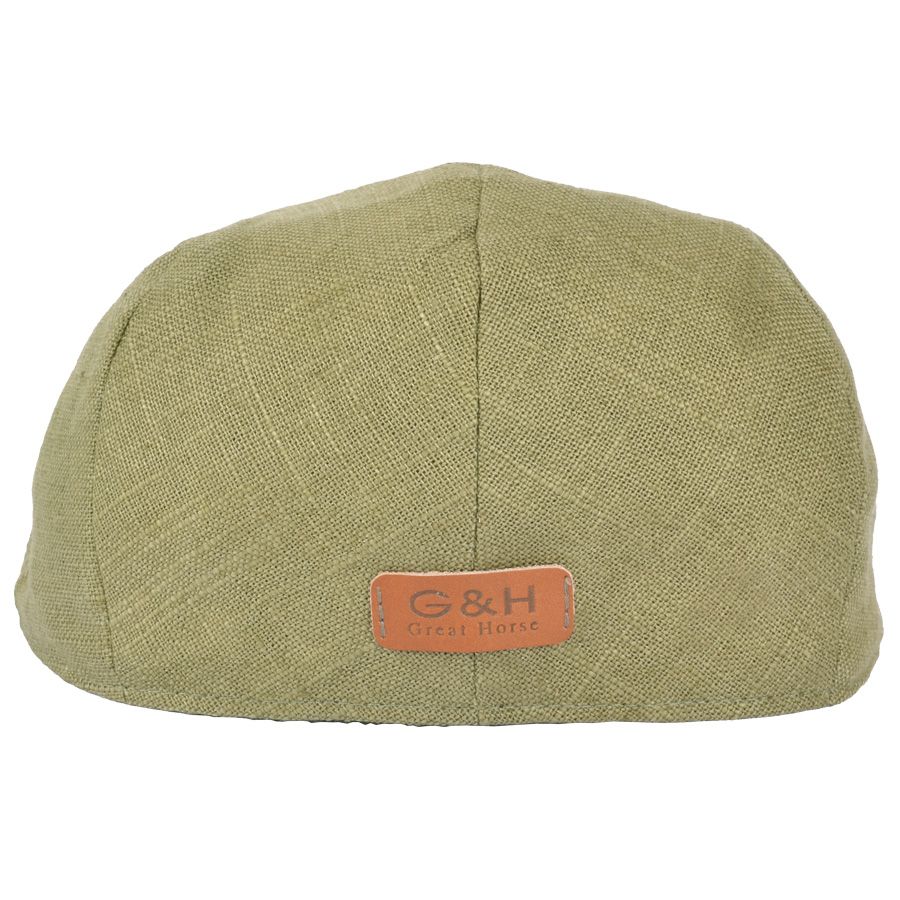 Coppola nuova inglese liscia in Lino Verde - New Olive Linen Flat Cap Linen