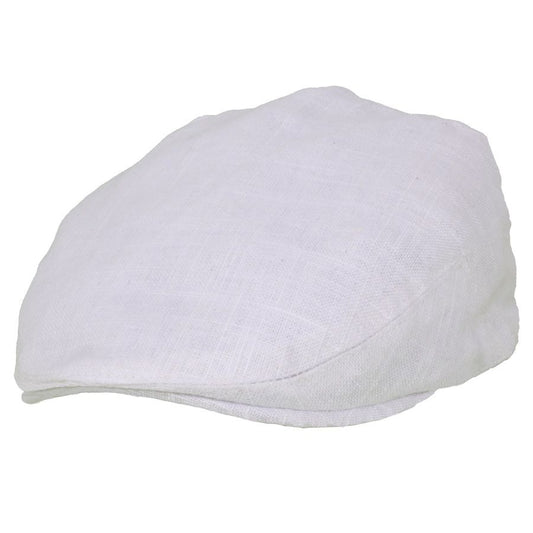 Coppola nuova inglese in Lino Bianca - New White Linen Flat Cap