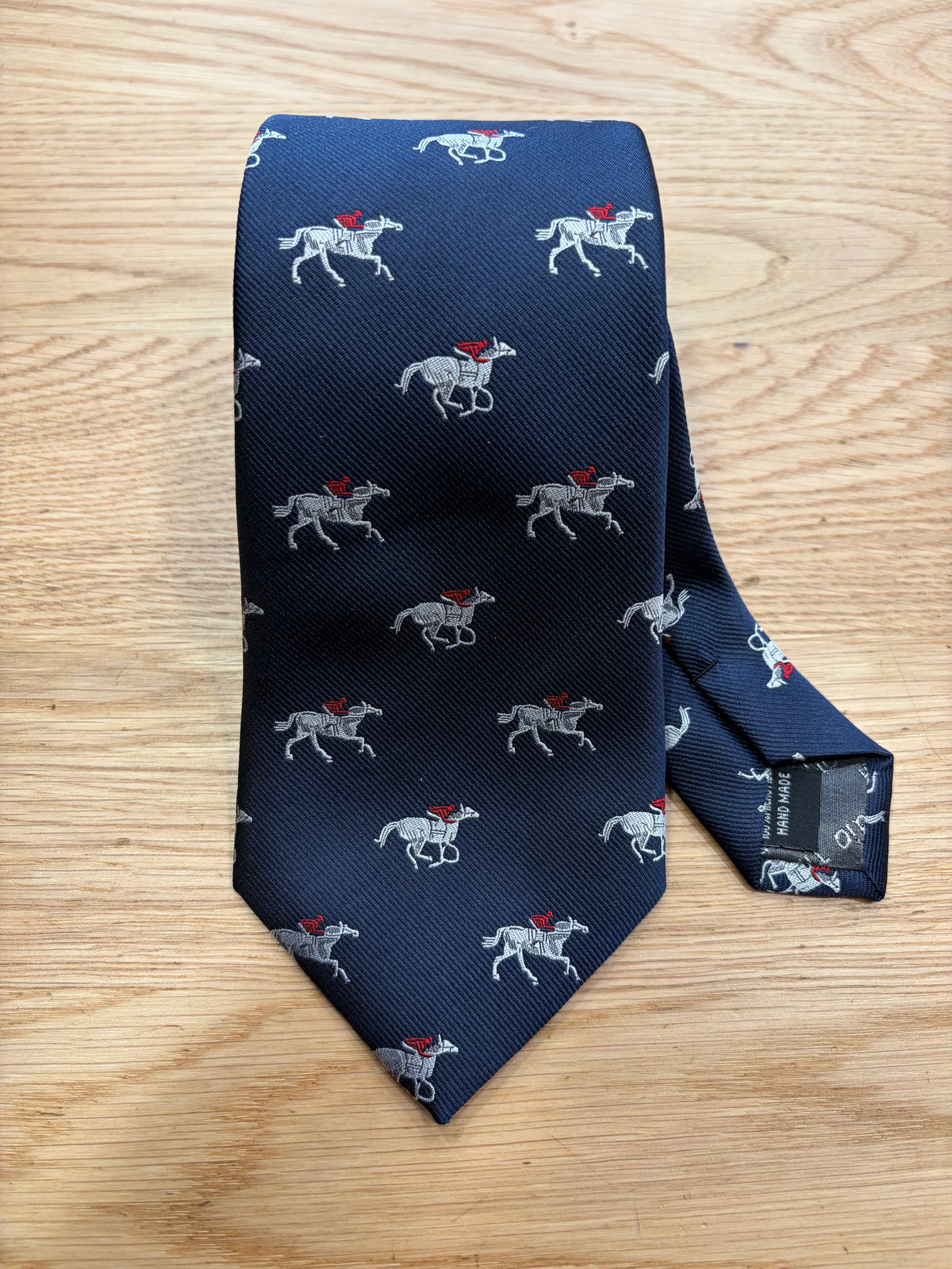 Cravatta inglese Blu con cavallo - English Navy Horse Tie