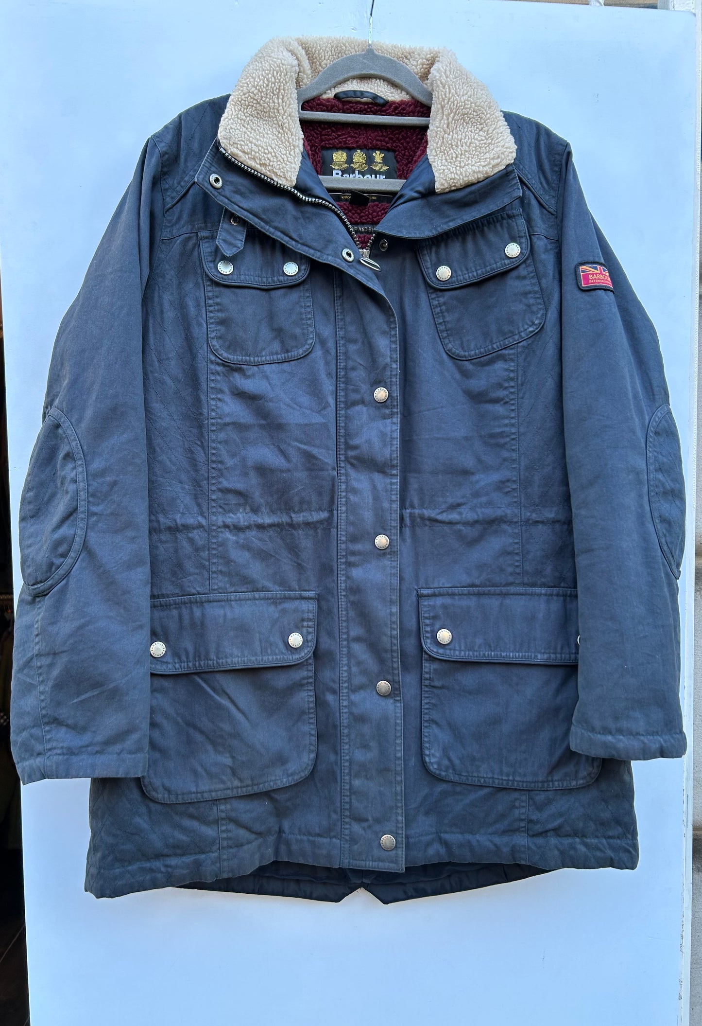 Barbour International Winter Broadstone da Donna blu  UK16 Tg. 44- winter navy lady coat Size uk16