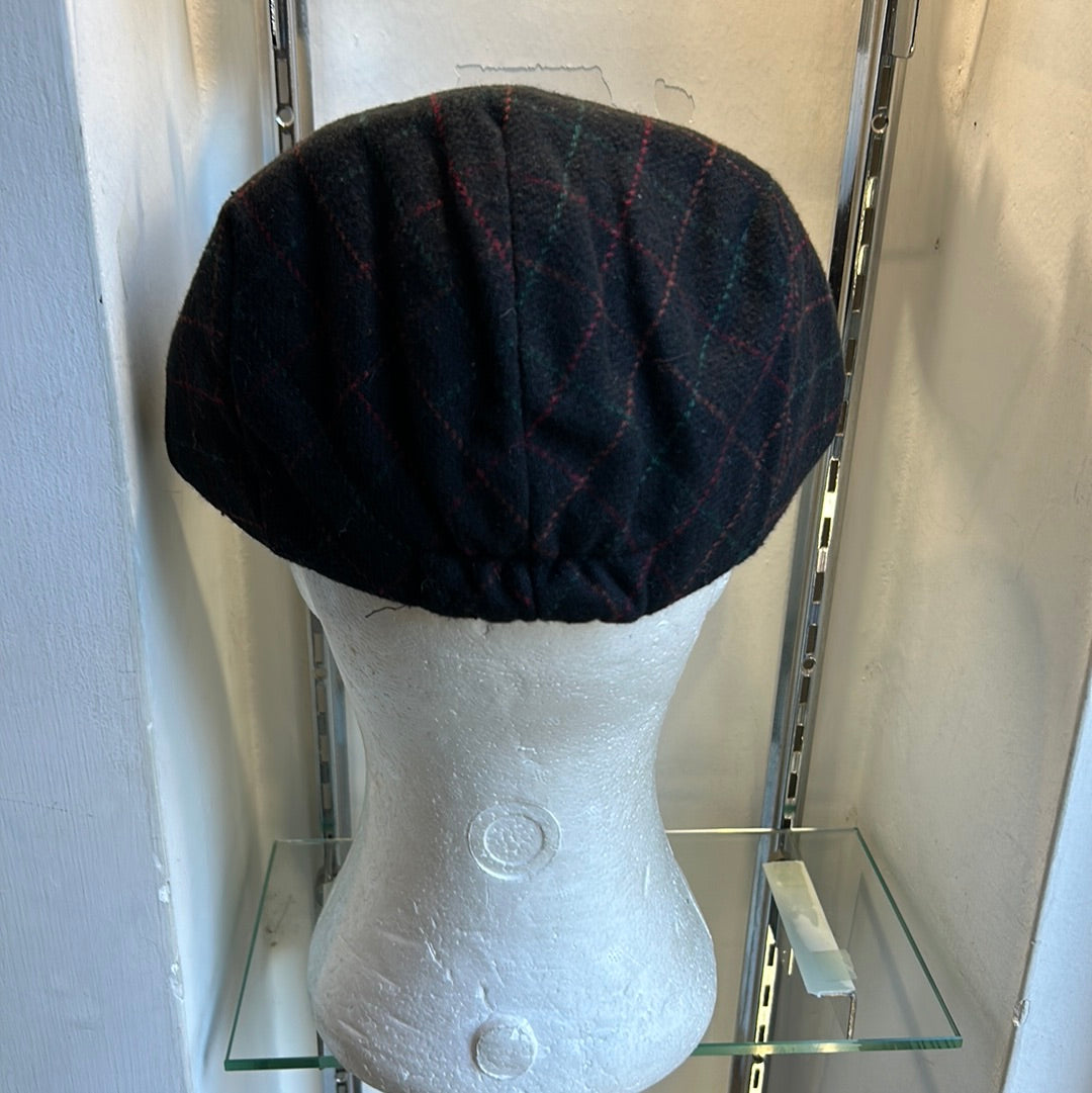 Coppola nuova inglese nera a fantasia in lana - English New Flat Cap