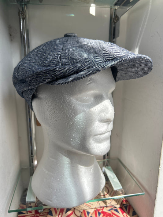 Coppola in lino inglese a otto spicchi Newsboy a spina di pesce - Linen Newsboy Cap One size