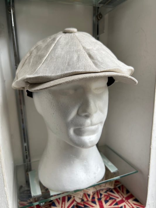 Coppola in lino inglese a otto spicchi Newsboy a spina di pesce - Linen Newsboy Cap One size