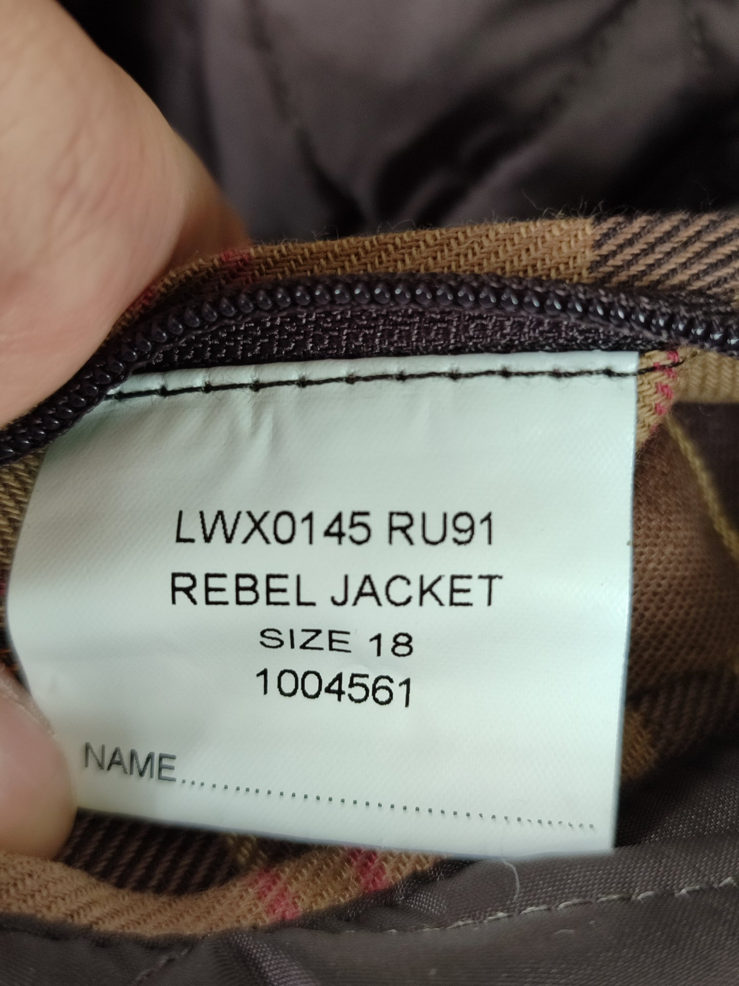 Giacca Barbour unisex con cintura marrone tg.48 Uk18-Wax Brown Rebel Jacket Uk18