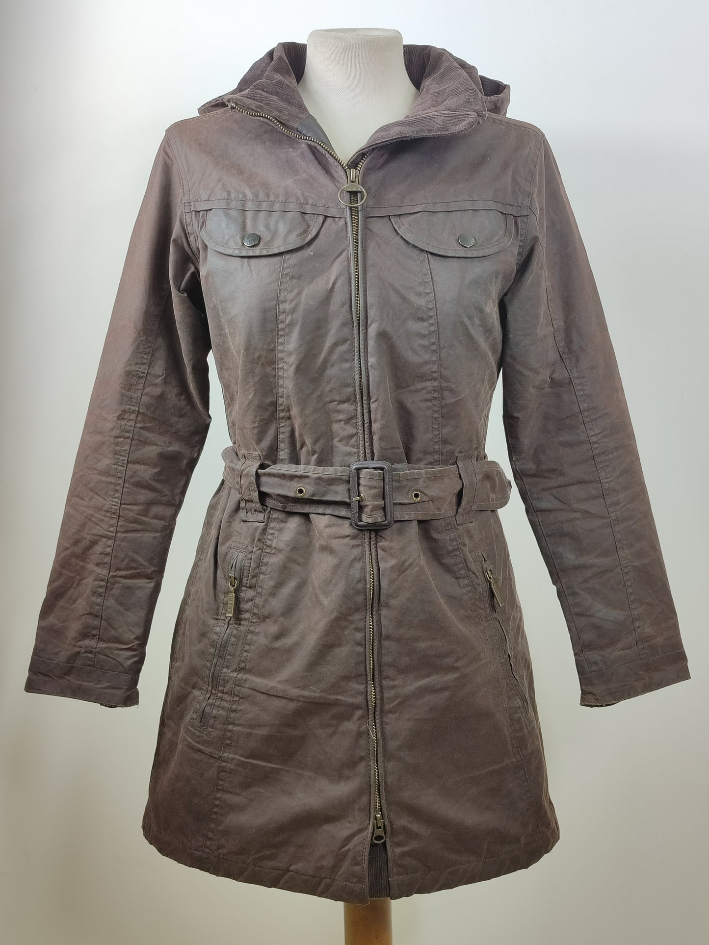 Giacca Barbour da donna marrone XSmall tg.38-Lady Cameron Brown waxed Jacket uk8