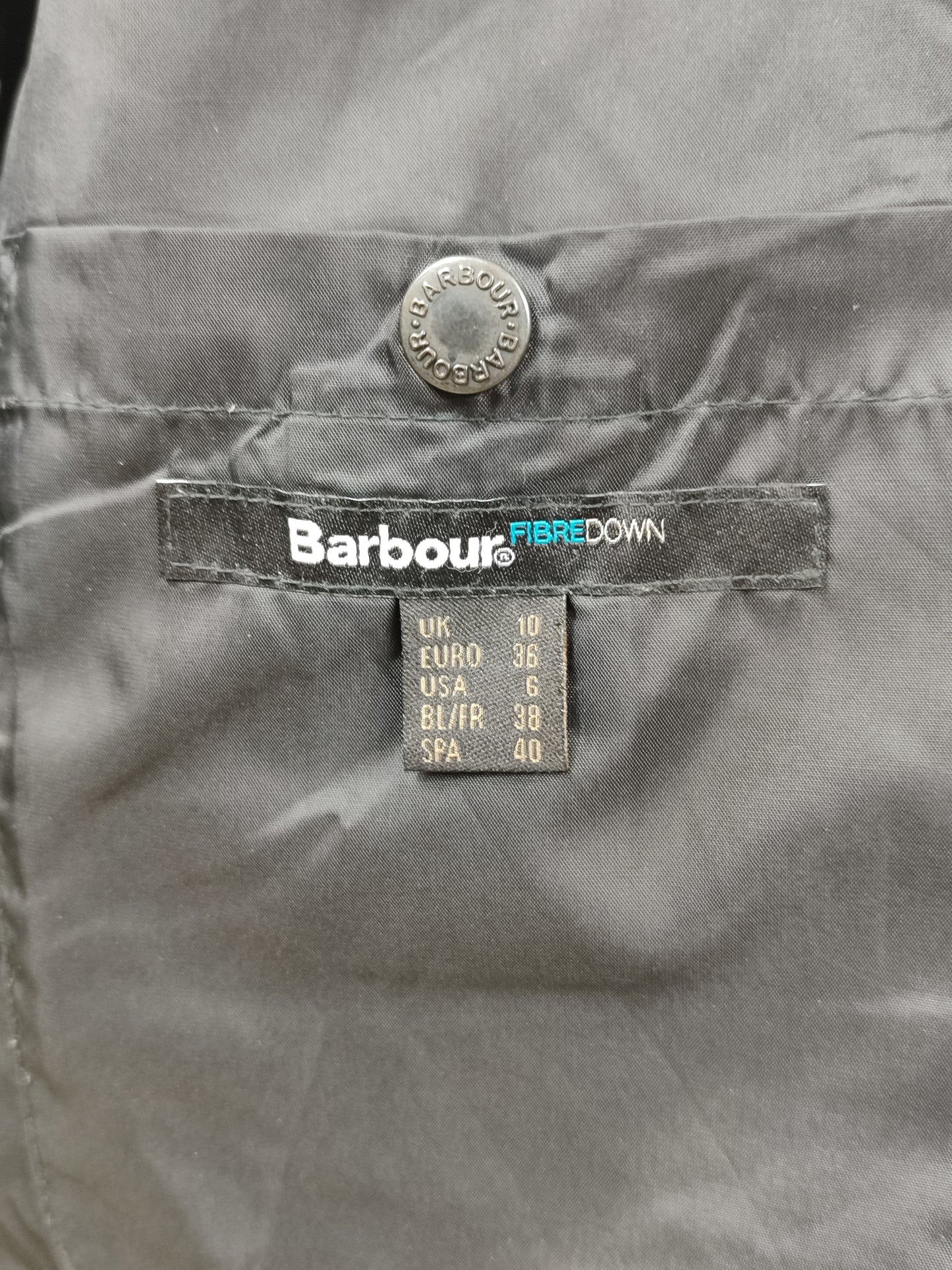 Giacca Barbour Nera imbottita da donna UK10 small - Lady winter Black wax coat size UK10