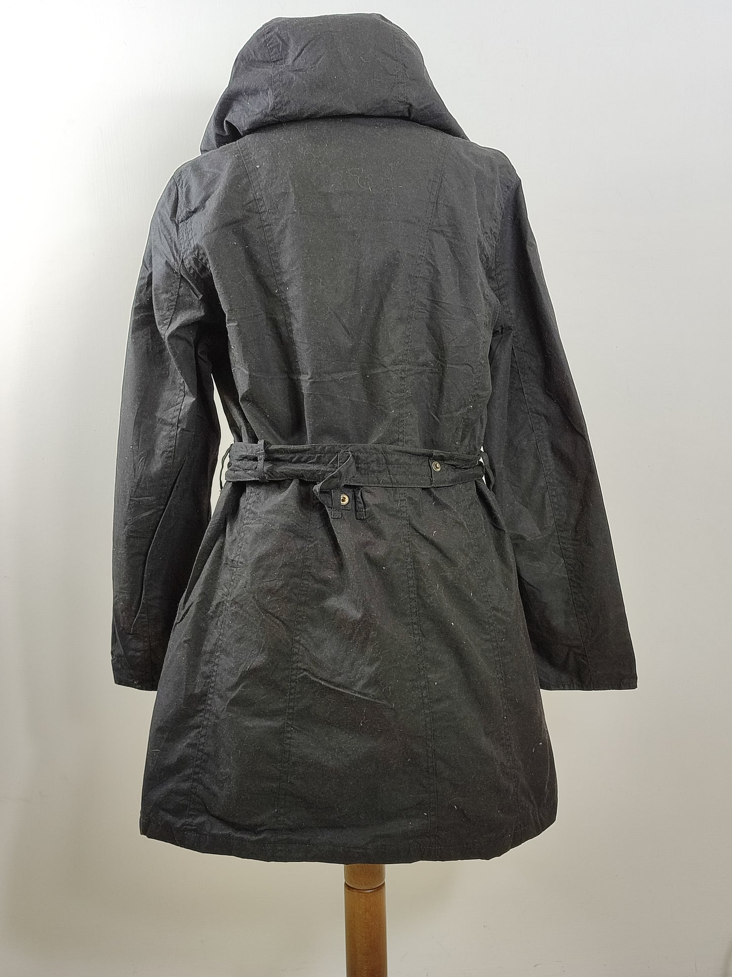 Barbour Trench cerato da donna con cintura nero tg.44 Uk14-Wax Lady Portlethan Mac Jacket Uk14