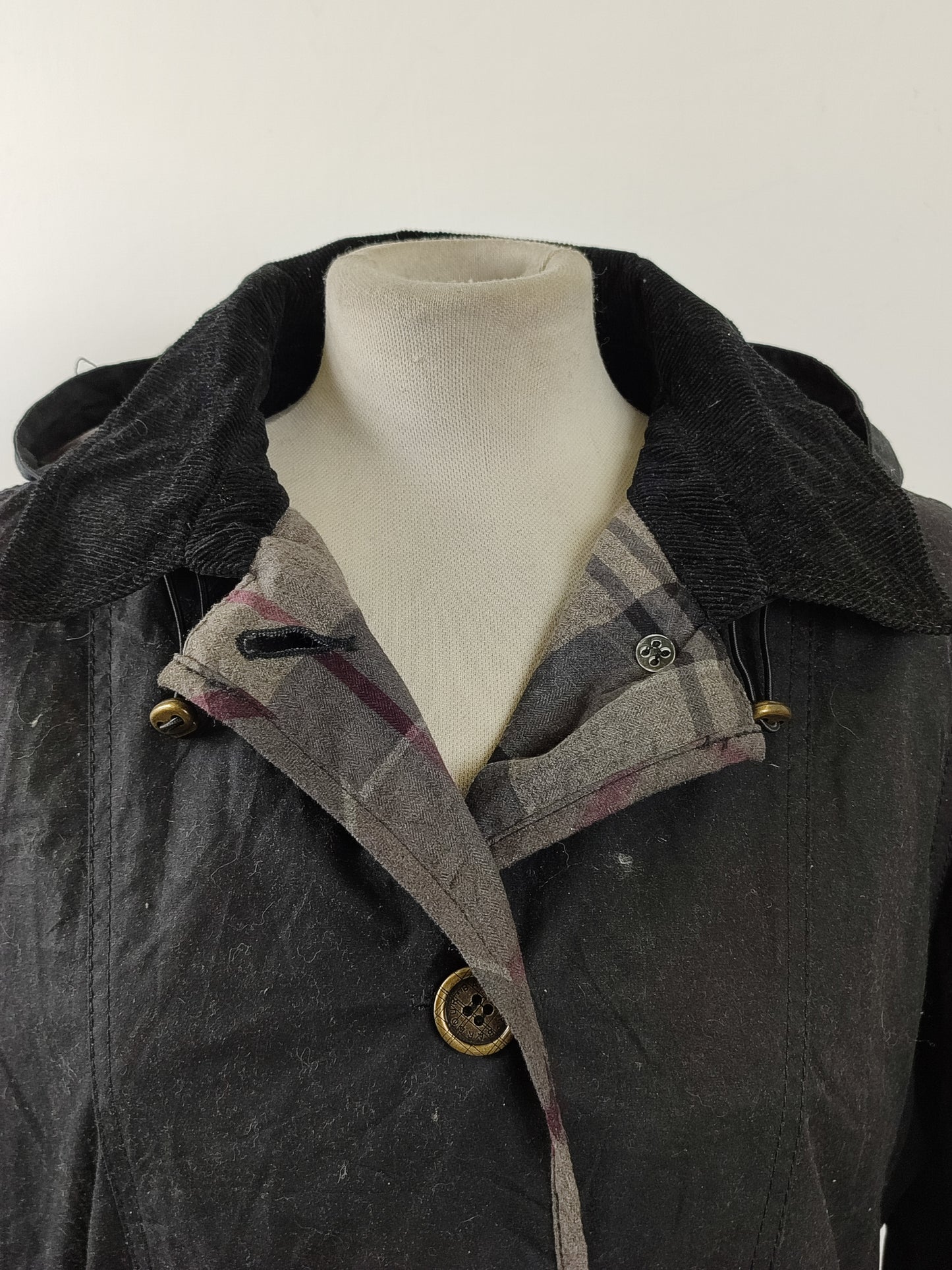Barbour Trench cerato da donna con cintura nero tg.44 Uk14-Wax Lady Portlethan Mac Jacket Uk14