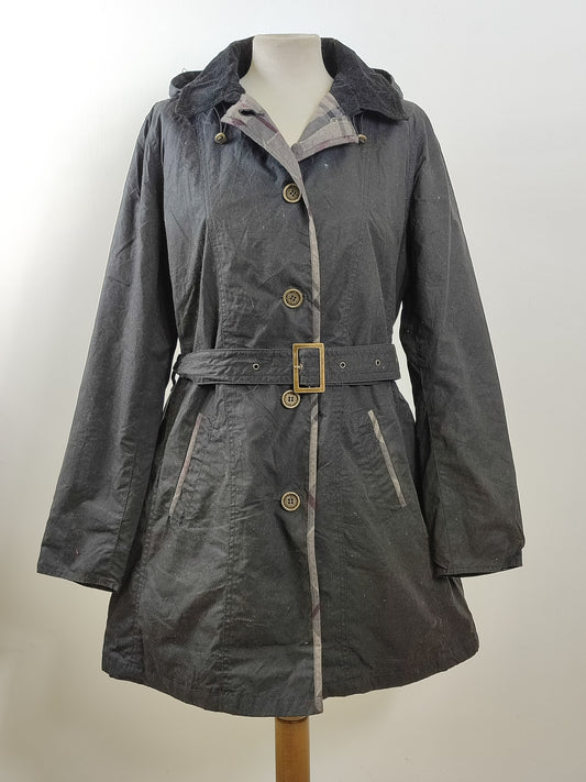Barbour Trench cerato da donna con cintura nero tg.44 Uk14-Wax Lady Portlethan Mac Jacket Uk14
