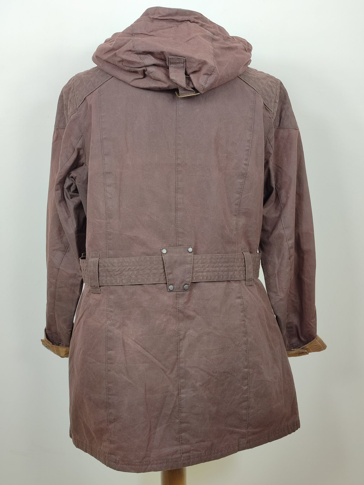 Giacca Barbour da donna con cintura marrone tg.44 Uk14-Wax Brown Lady Rebel Jacket Uk14
